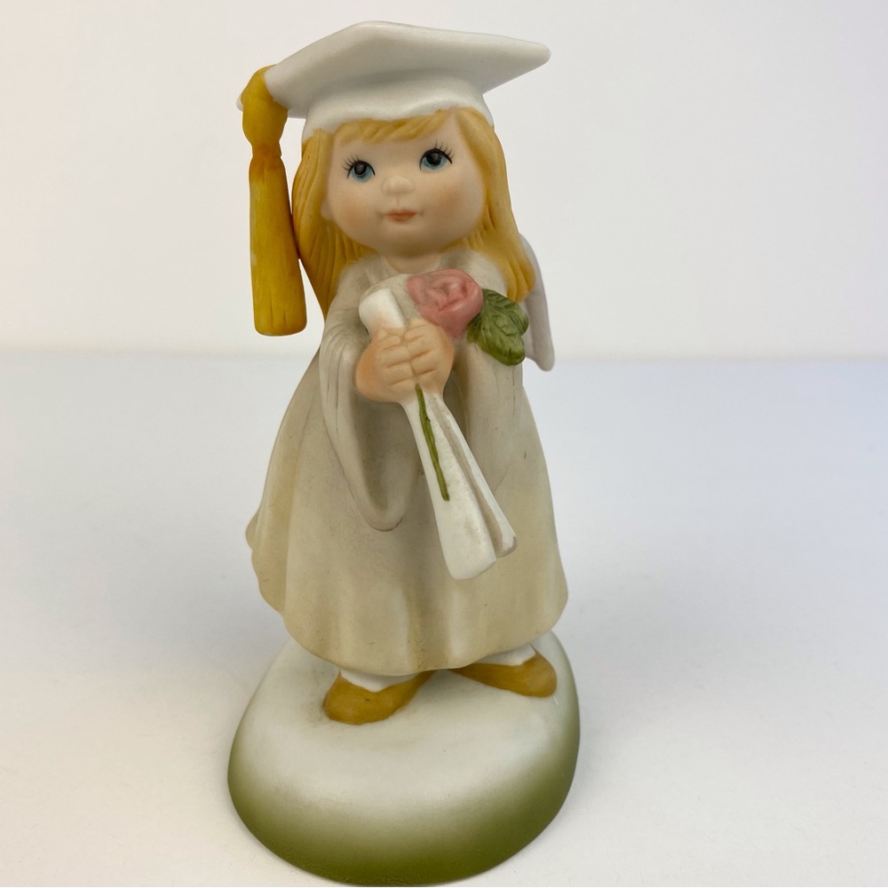 Vintage Heartline girl graduate figurine, ceramic porcelain bisque